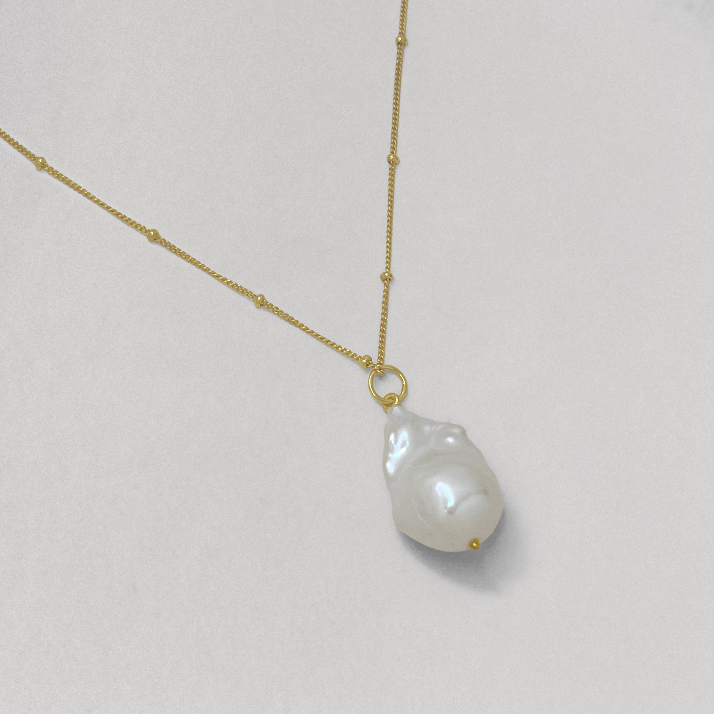 Natural Baroque Pearl necklace with sea glass, handmade in Bali